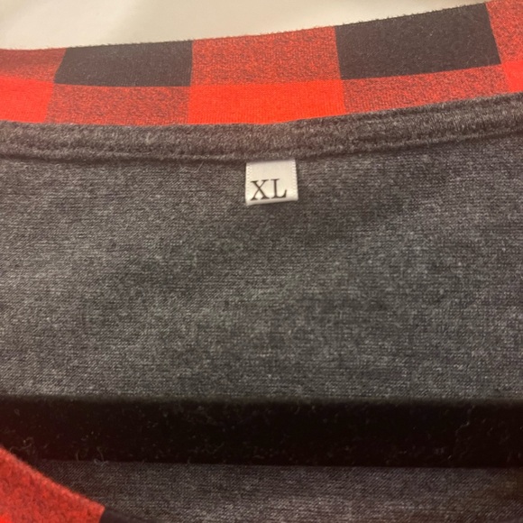 Red and Dark Gray Plaid Merry & Bright Shirt - Picture 2 of 2